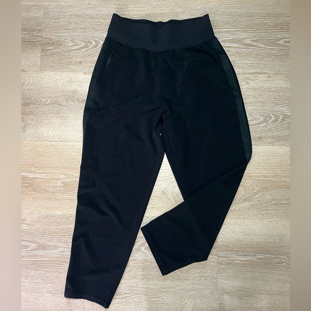 Athleta Black High Waisted Straight Leg Drawstring Joggers size 6